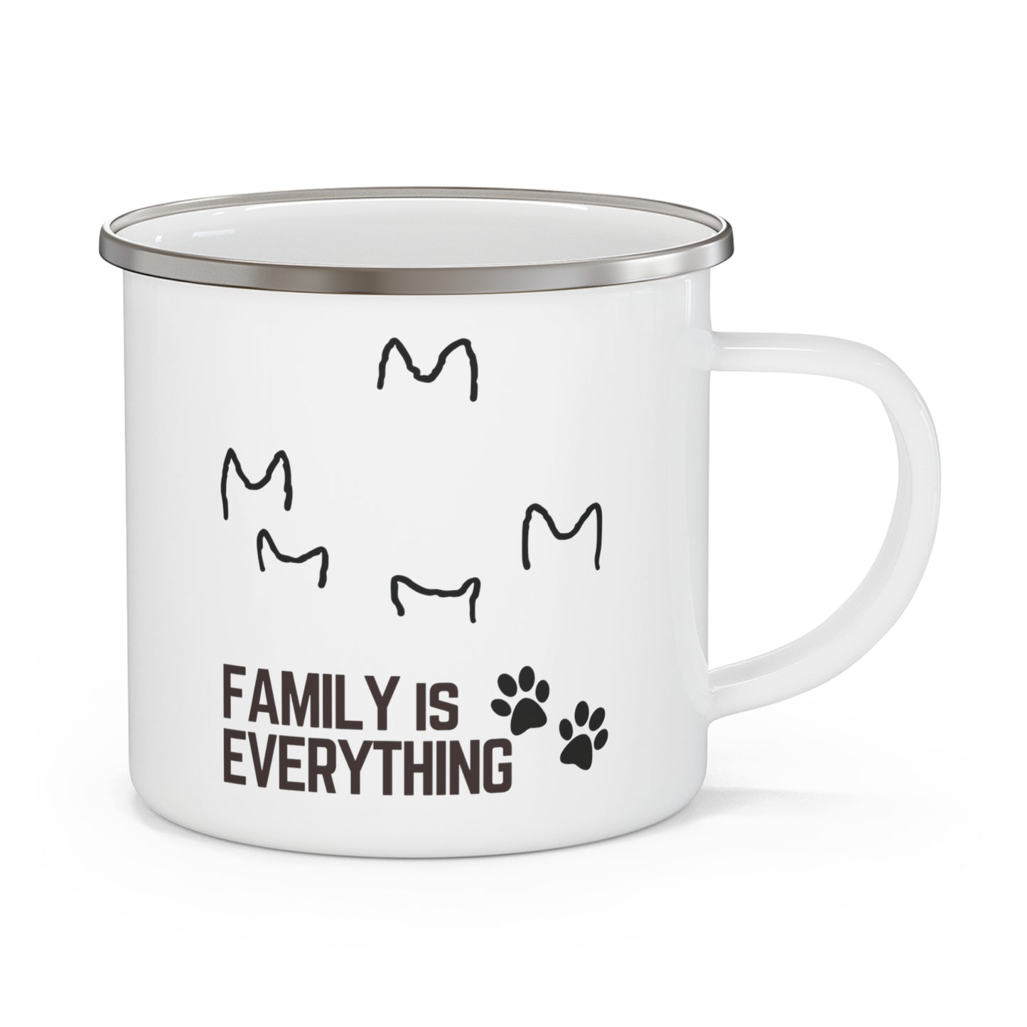 Family is Everything German Shepherd Ears Outlines Paw Prints Gift Dog Lover Enamel Camping Mug