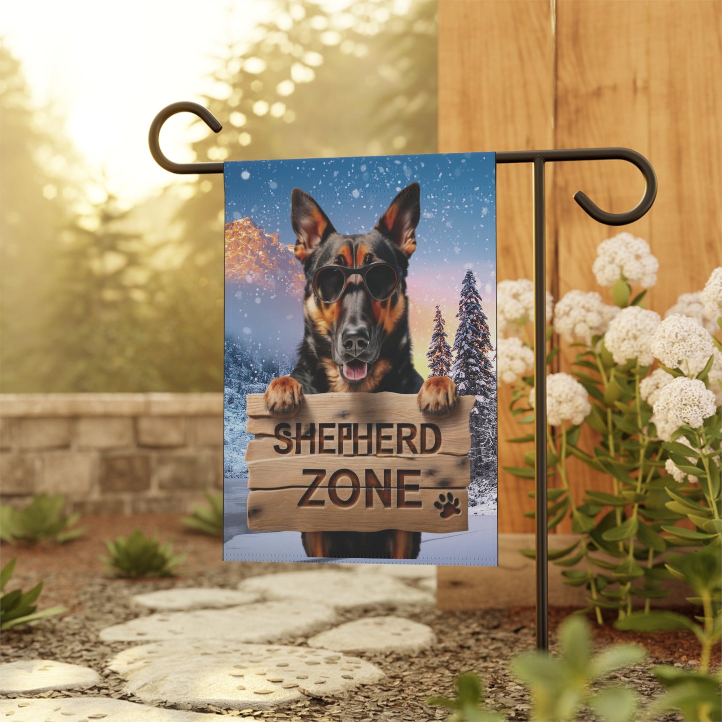 German Shepherd Flag, Garden Flag, SHEPHERD ZONE, House Flag, Banner, Printed on both sides