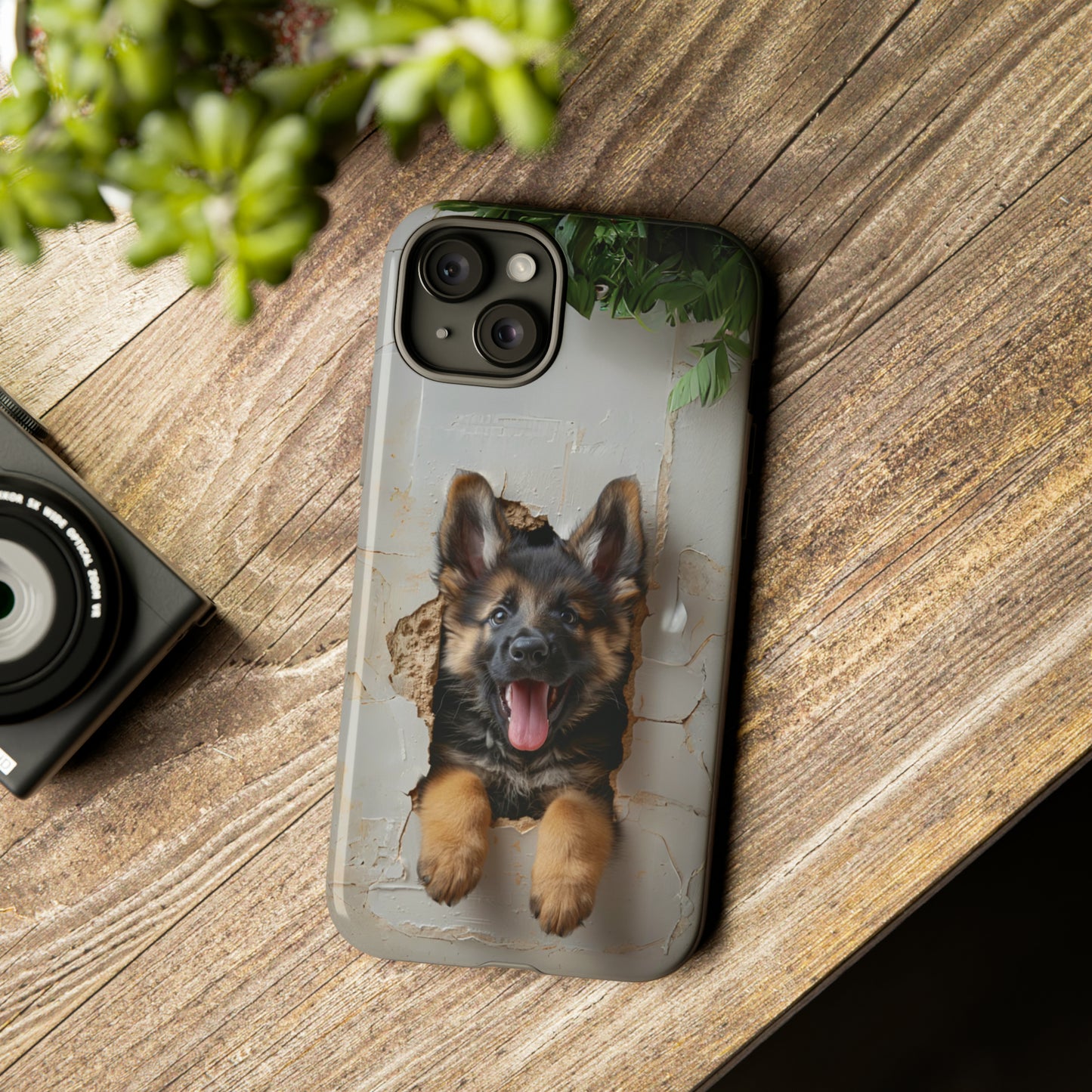 German Shepherd Puppy Breaking Wall | Light Colors | Tough Phone Cases