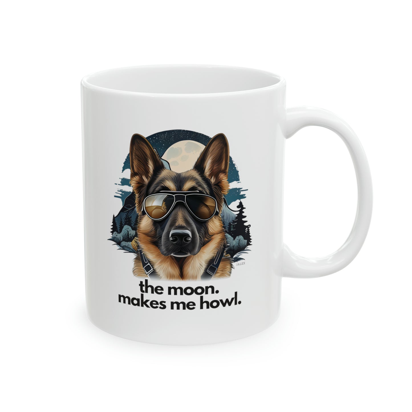 German Shepherd "the moon. makes me howl." | Ceramic Mug 11oz