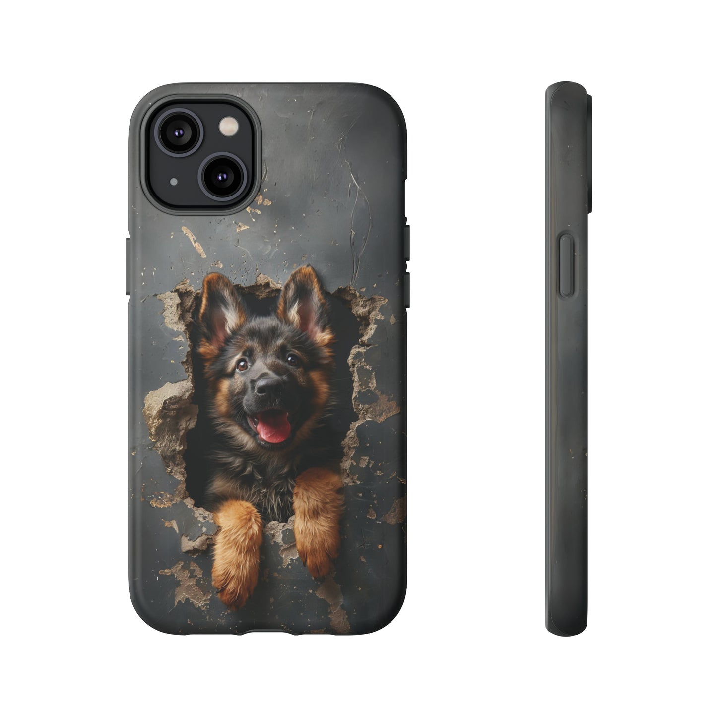 German Shepherd Puppy Breaking Wall | Dark Colors | Tough Phone Cases