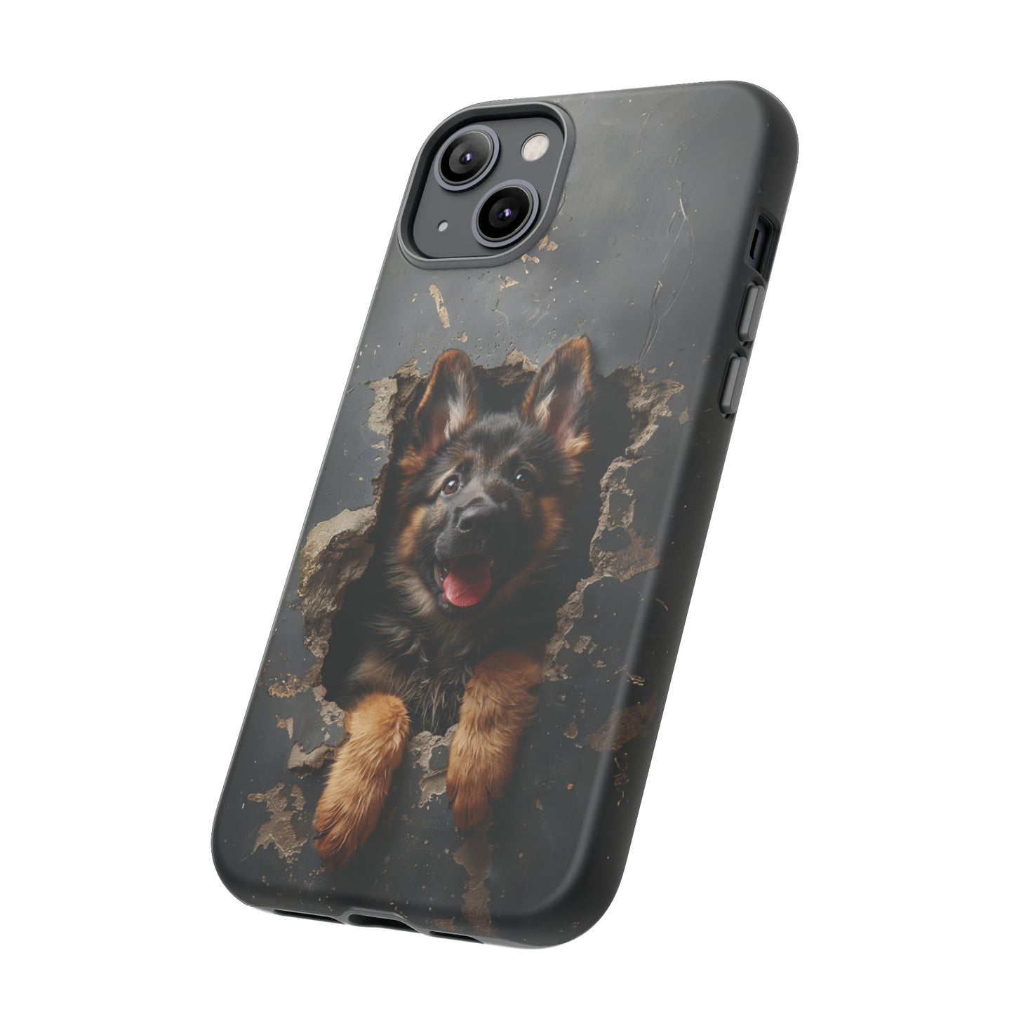 German Shepherd Puppy Breaking Wall | Dark Colors | Tough Phone Cases