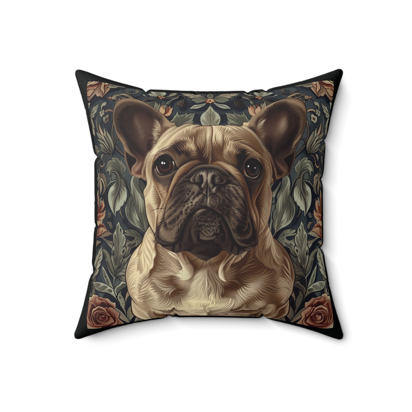 French Bulldog Fawn-Colored William Morris Style Gift Dog Lover Spun Polyester Square Pillow