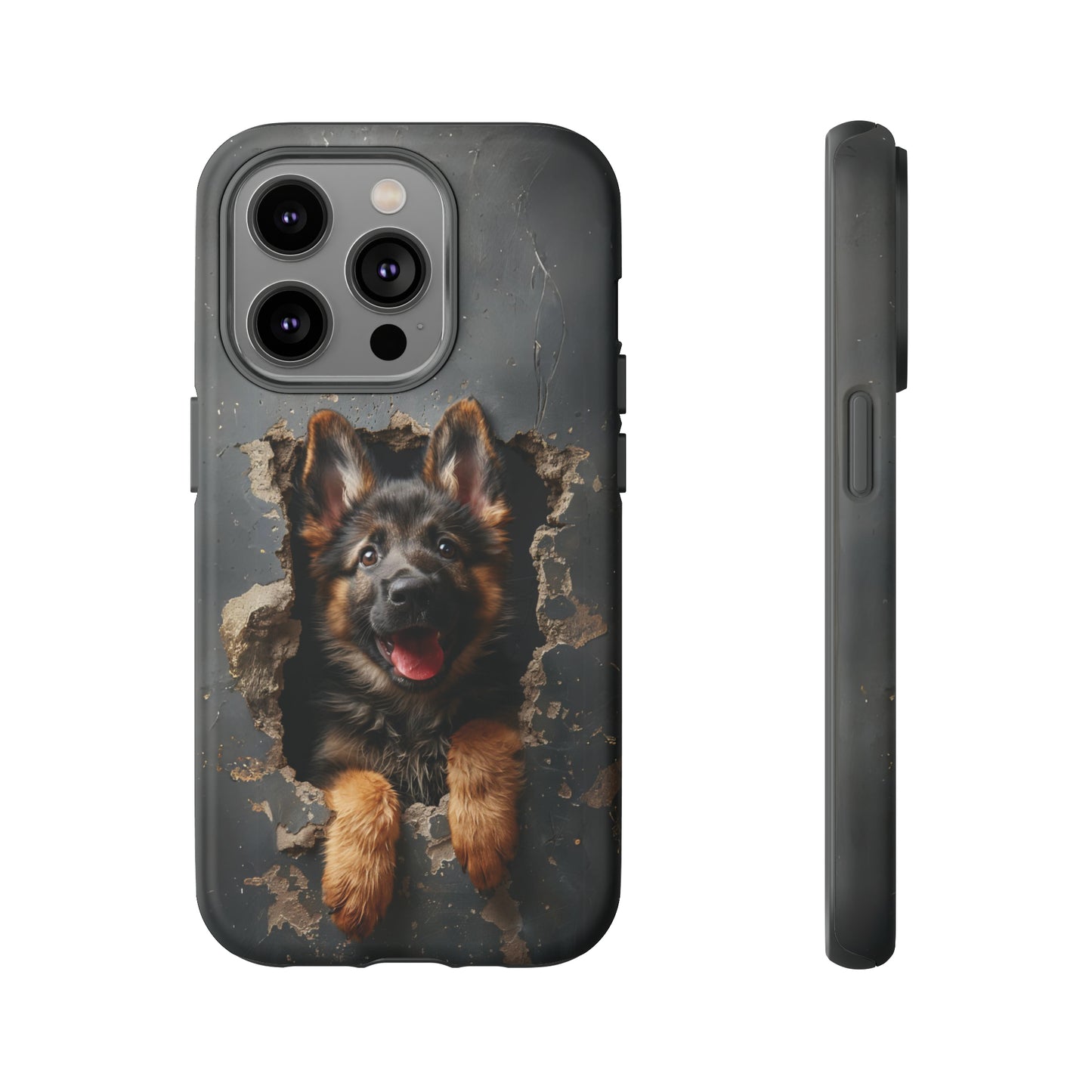 German Shepherd Puppy Breaking Wall | Dark Colors | Tough Phone Cases