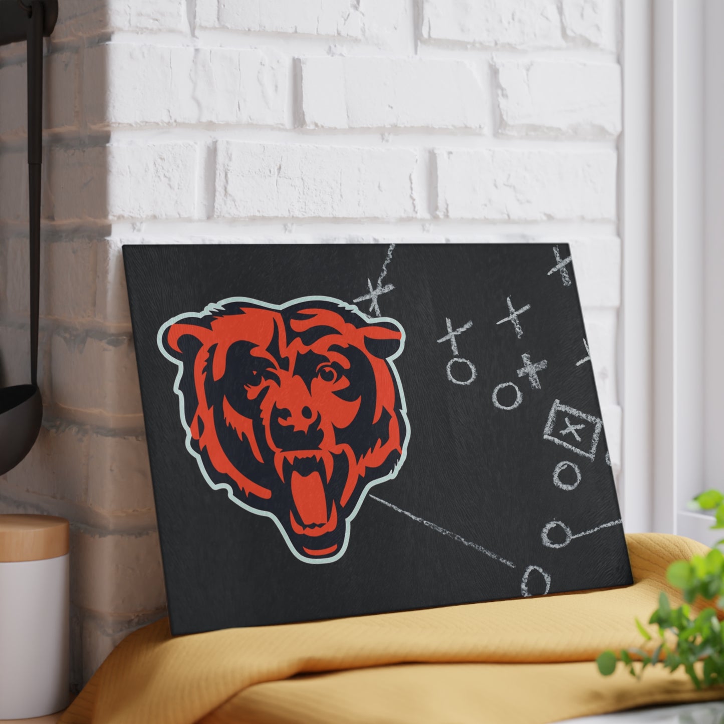 Game Time Football Black Chalkboard Plays | Chicago Bears | Glass Cutting Board