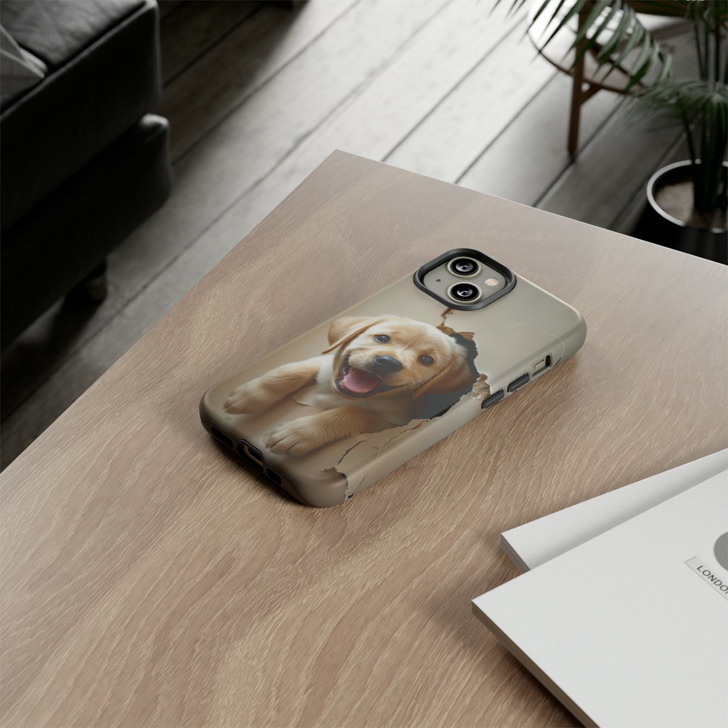 Yellow Labrador Puppy Breaking Wall | Tough Phone Cases