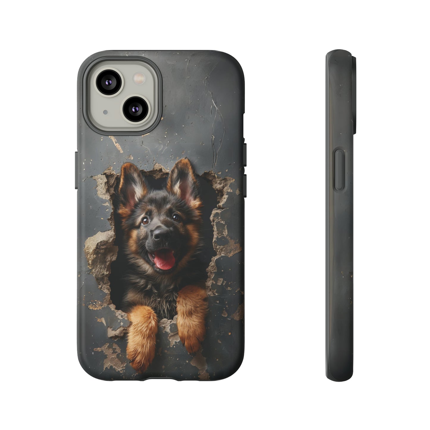 German Shepherd Puppy Breaking Wall | Dark Colors | Tough Phone Cases