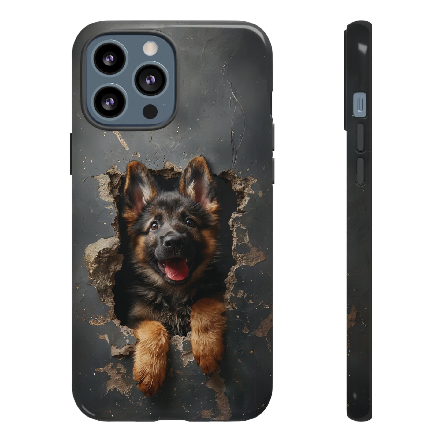 German Shepherd Puppy Breaking Wall | Dark Colors | Tough Phone Cases