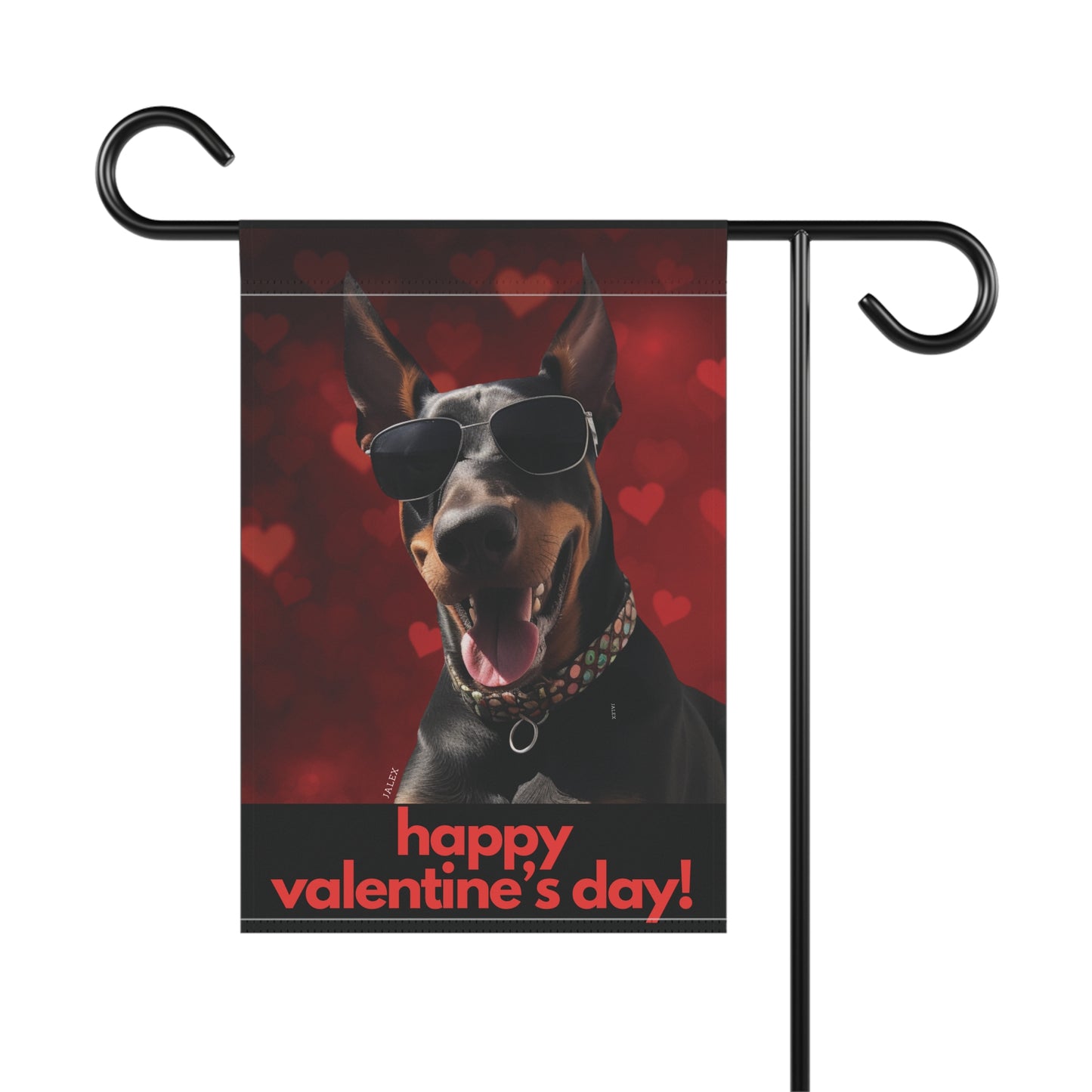 Doberman Flag, Garden Flag, Happy Valentine's Day, House Flag, Banner, Printed Both Sides