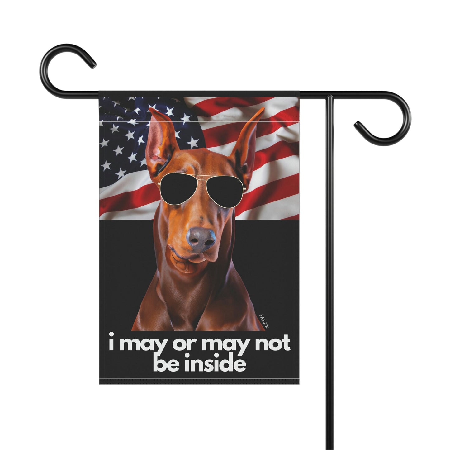 Red Doberman Flag, Garden Flag, I May or May Not Be Inside, Patriotic, USA, United States, American, House Flag, Banner, Printed Both Side