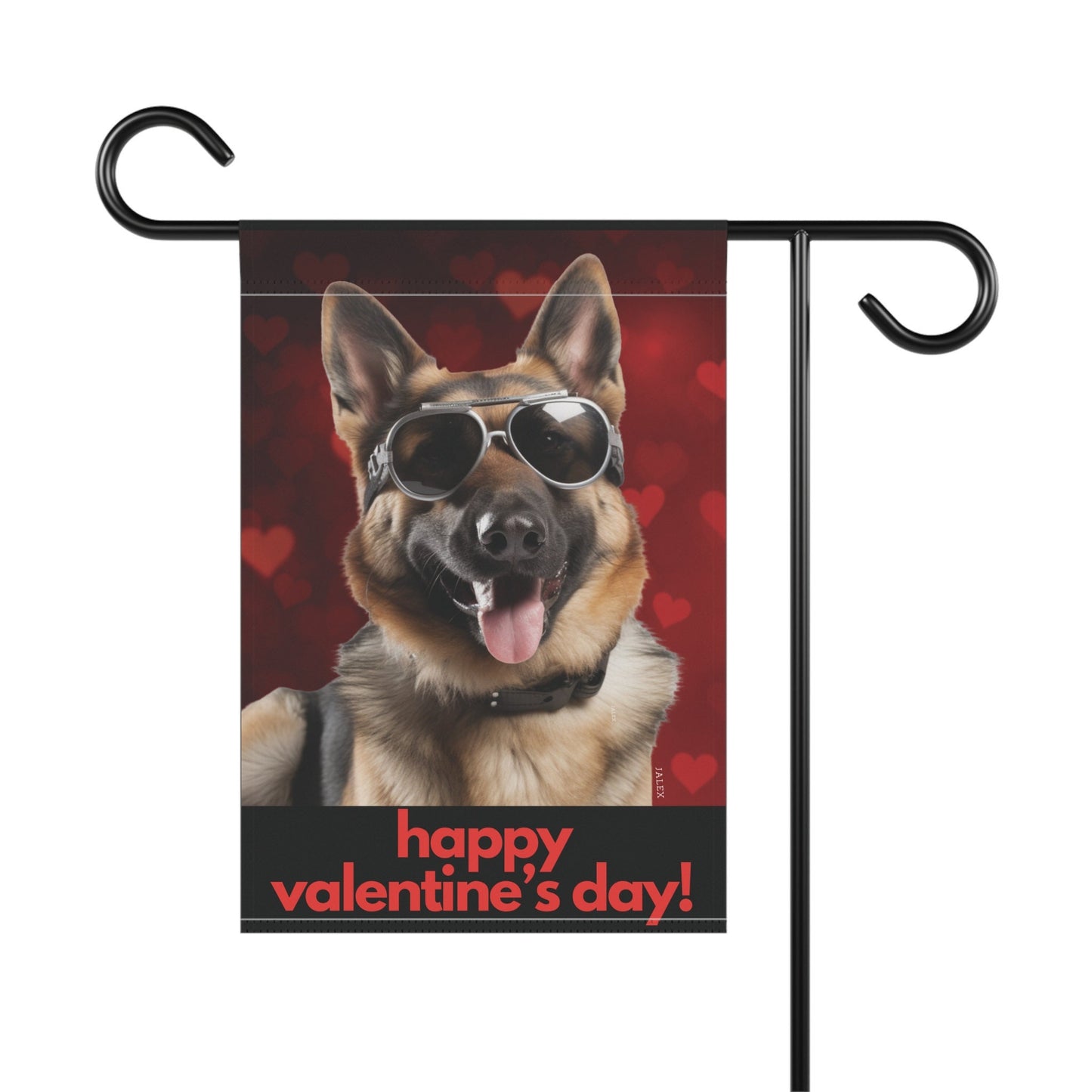 German Shepherd Flag, Garden Flag, Happy Valentine's Day, House Flag, Banner, Printed Both Sides