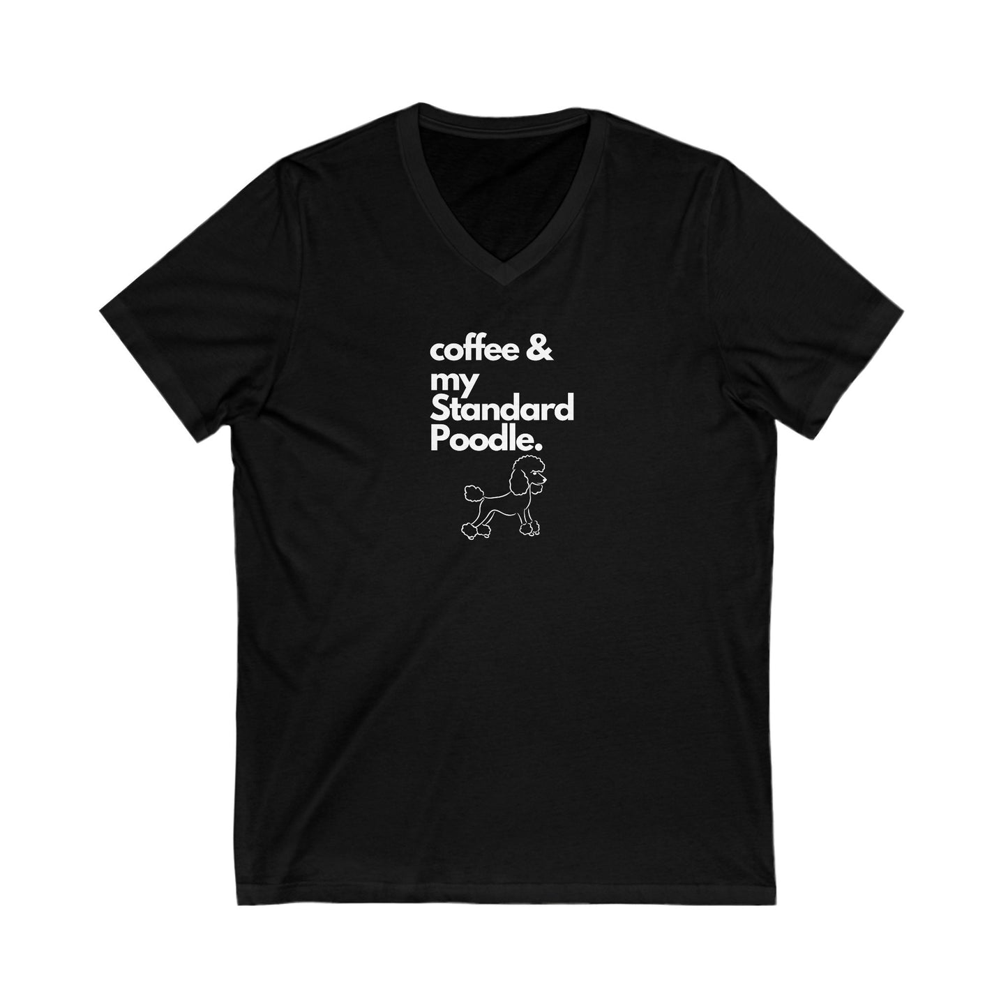 Coffee & My Standard Poodle Abstract Silhouette Unisex Jersey Short Sleeve V-Neck Tee