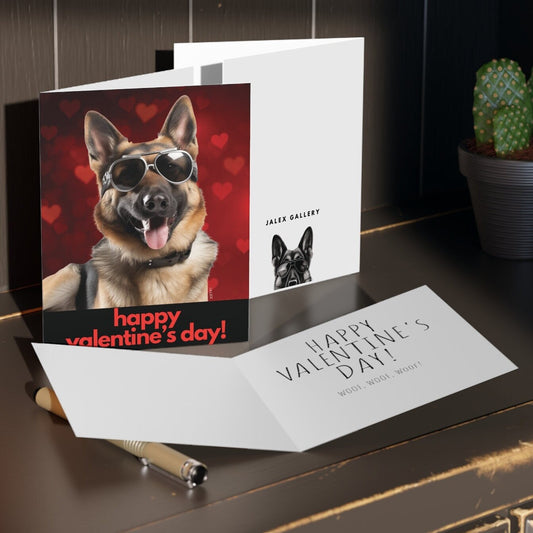 German Shepherd "happy valentines day" | Greeting cards (8, 16, and 24 pcs)