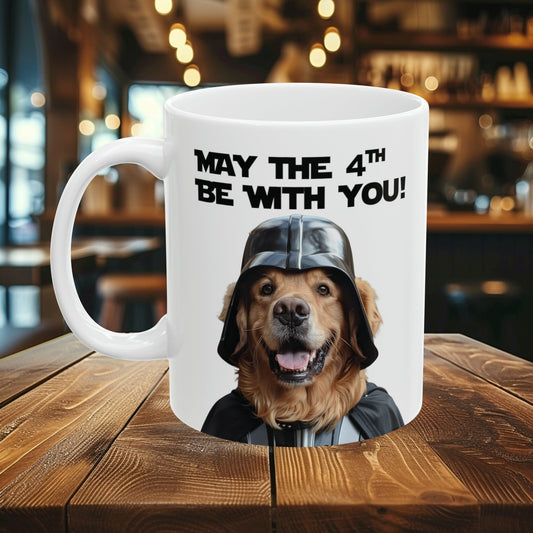 Yellow Labrador Darth Vader "May the 4th Be With You!" Ceramic Mug 11oz