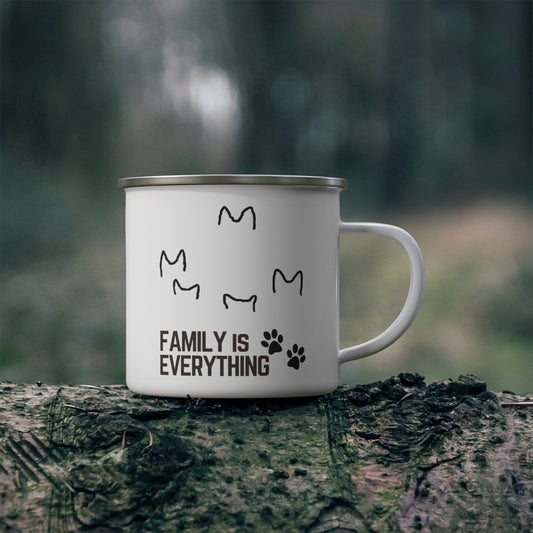 Family is Everything German Shepherd Ears Outlines Paw Prints Gift Dog Lover Enamel Camping Mug