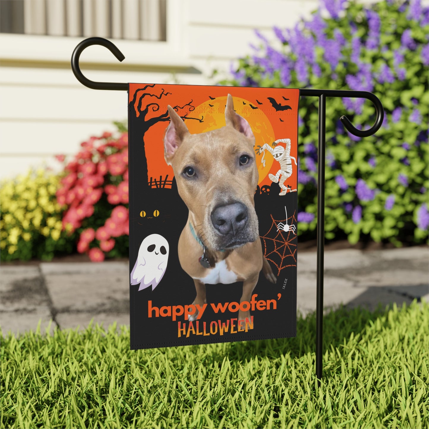 Custom Flag, Garden Flag, Happy Woofen' Halloween, House Flag, Banner, Printed Both Sides