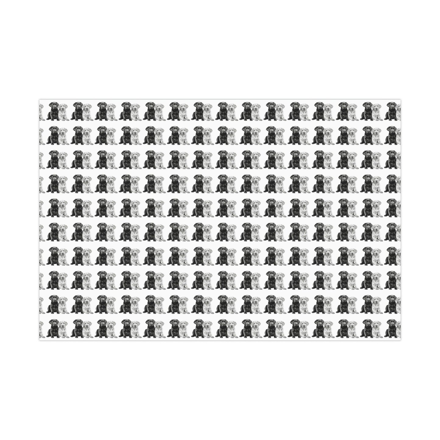 Black and White Labrador Puppies Gift Wrap Paper