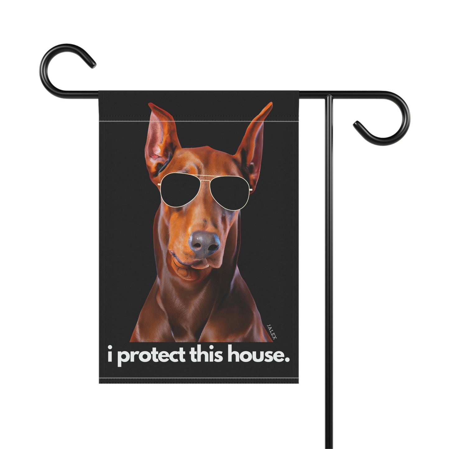 Red Doberman Flag, Garden Flag, I Protect This House, House Flag, Banner, Printed Both Sides