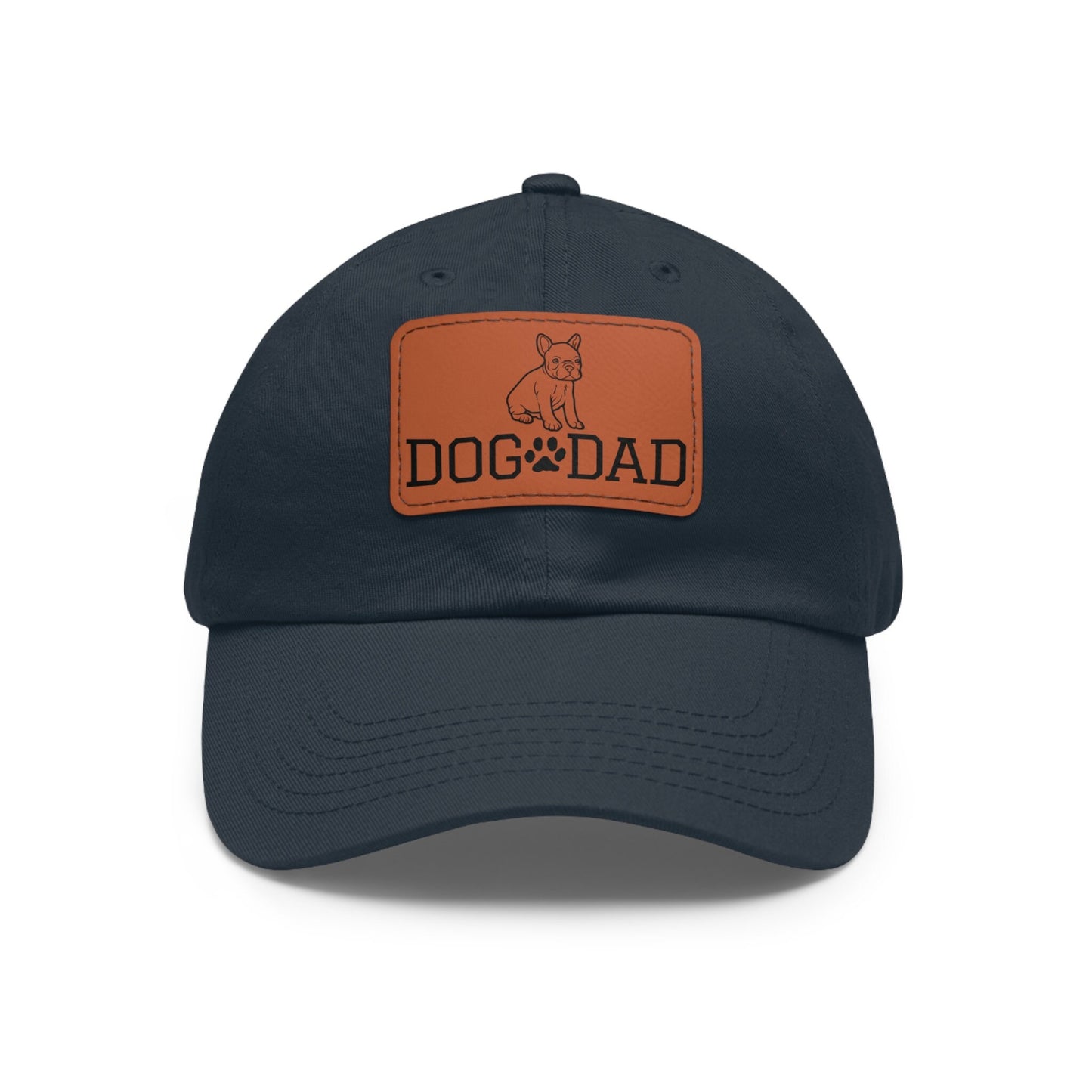 French Bulldog "Dog Dad" with Paw Print | Dad Hat with Leather Patch (Rectangle)