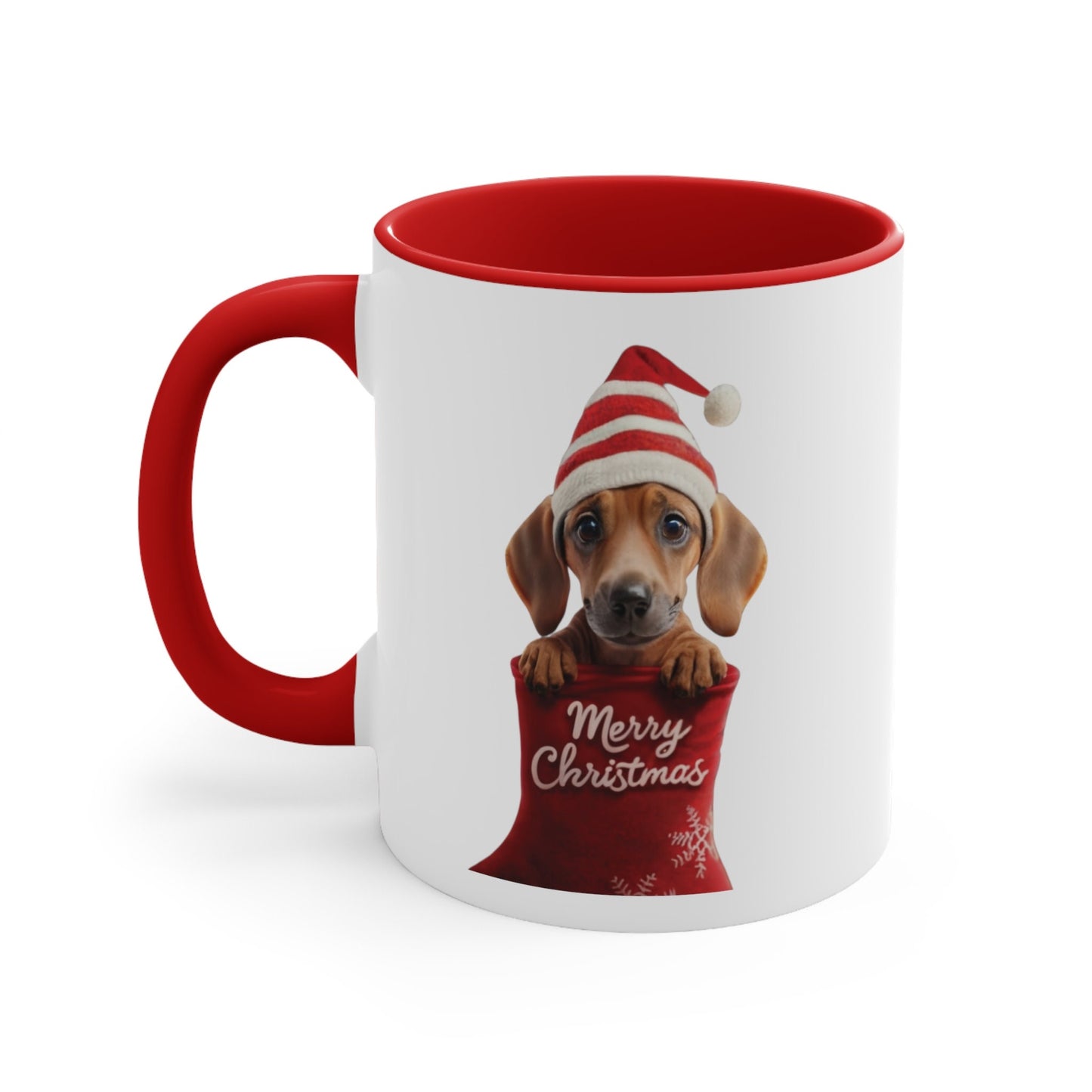 Dachshund in Stocking with Santa Hat Merry Christmas | Coffee Mug, 11oz