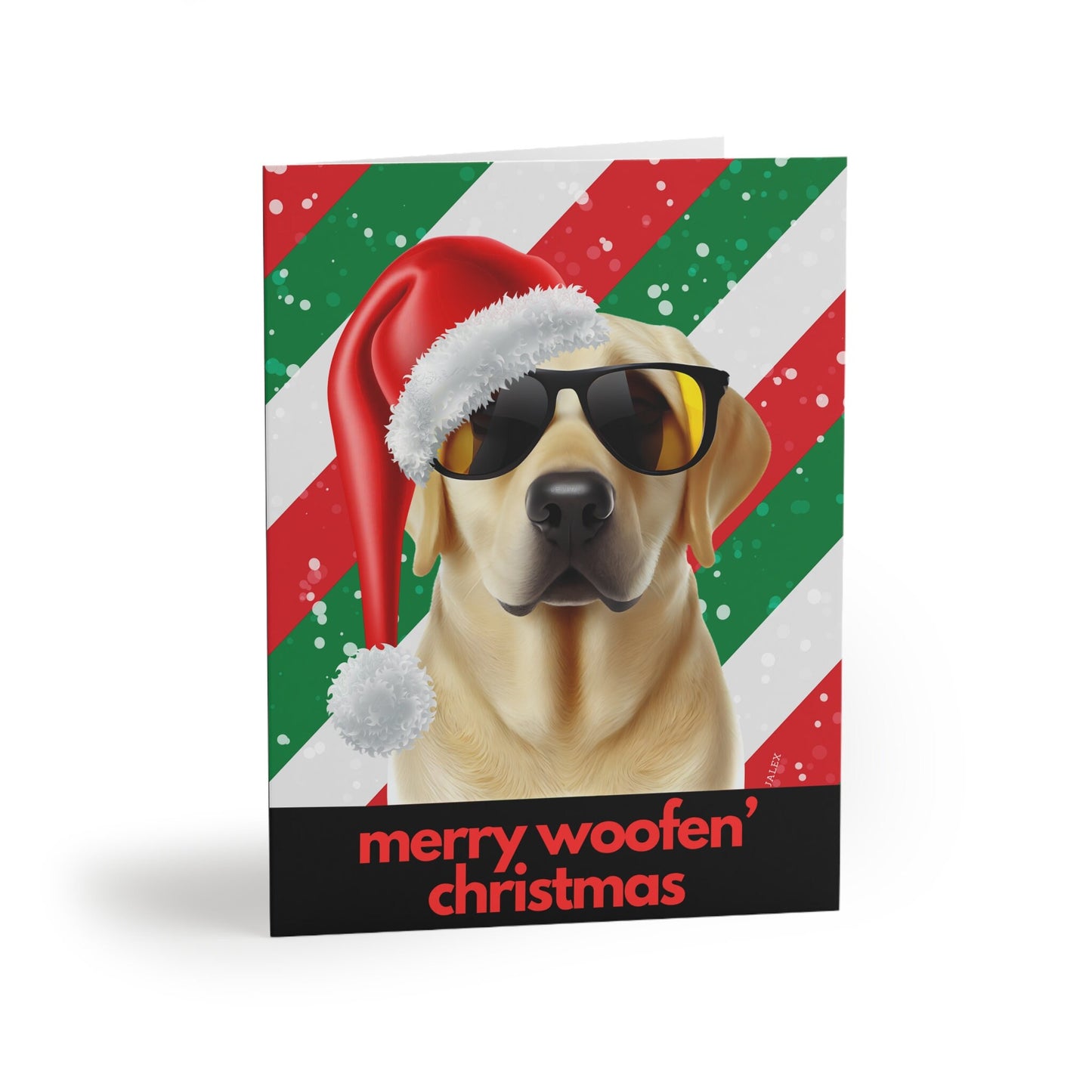 Merry Woofen' Christmas Yellow Labrador Greeting cards (8, 16, and 24 pcs)