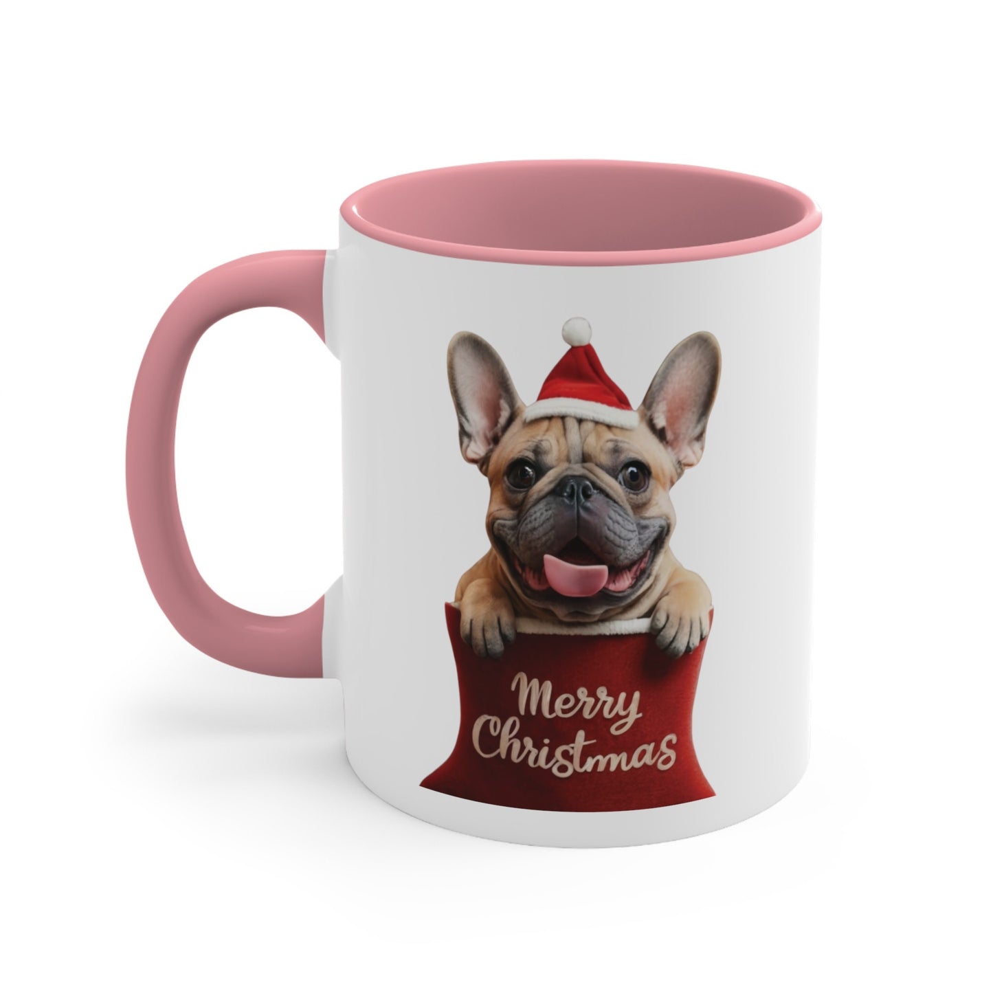 French Bulldog in Stocking with Santa Hat Merry Christmas | Coffee Mug, 11oz