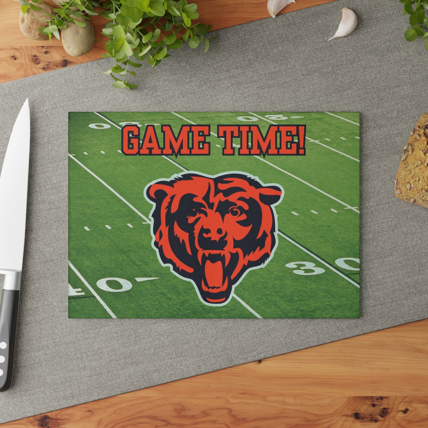 Game Time Football Field Green | Chicago Bears | Glass Cutting Board