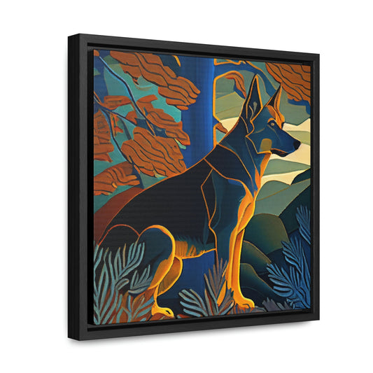 German Shepherd Abstract Framed Canvas