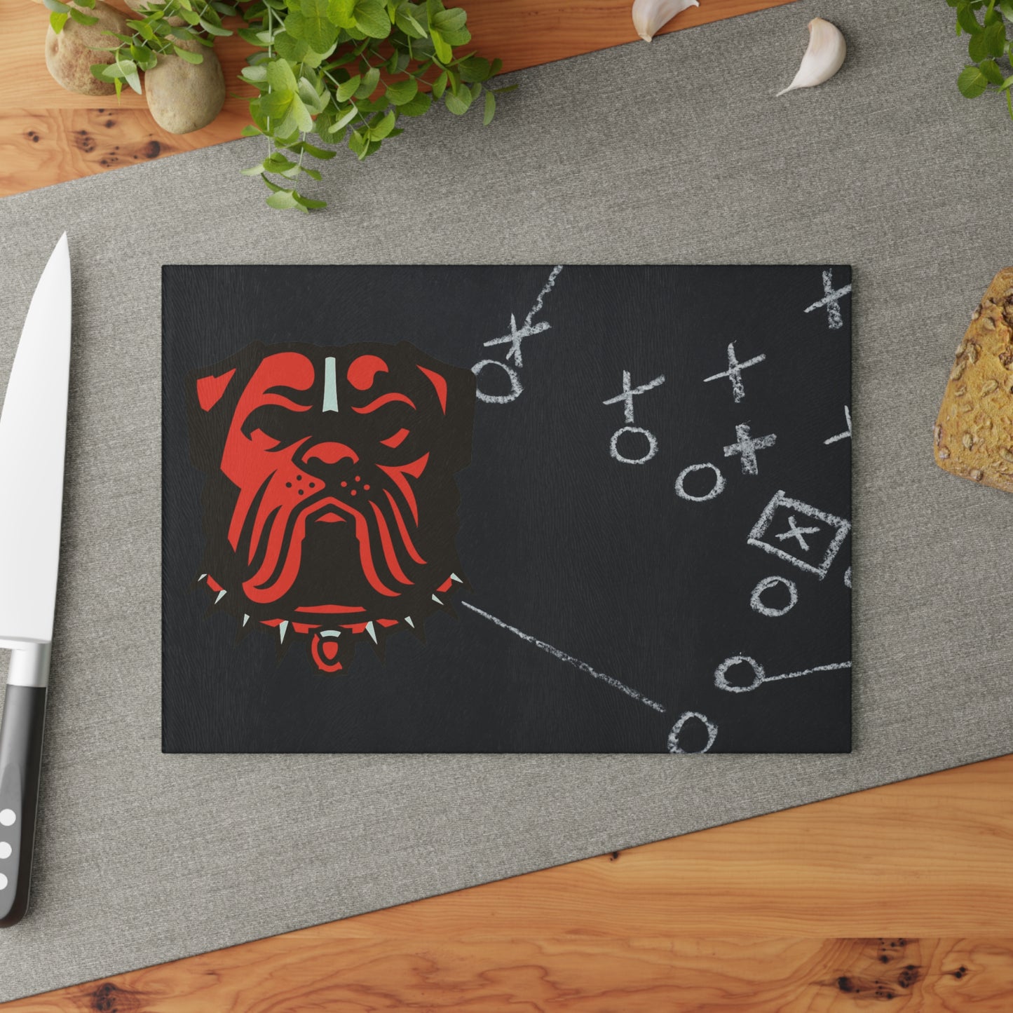 Game Time Football Black Chalkboard Plays | Cleveland Browns | Glass Cutting Board