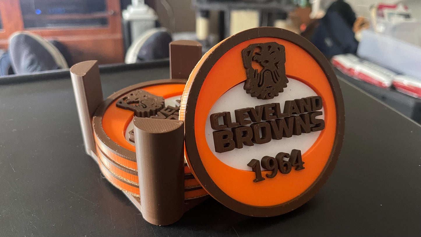 3D Printed Cleveland Browns 1964 Coasters with Holder