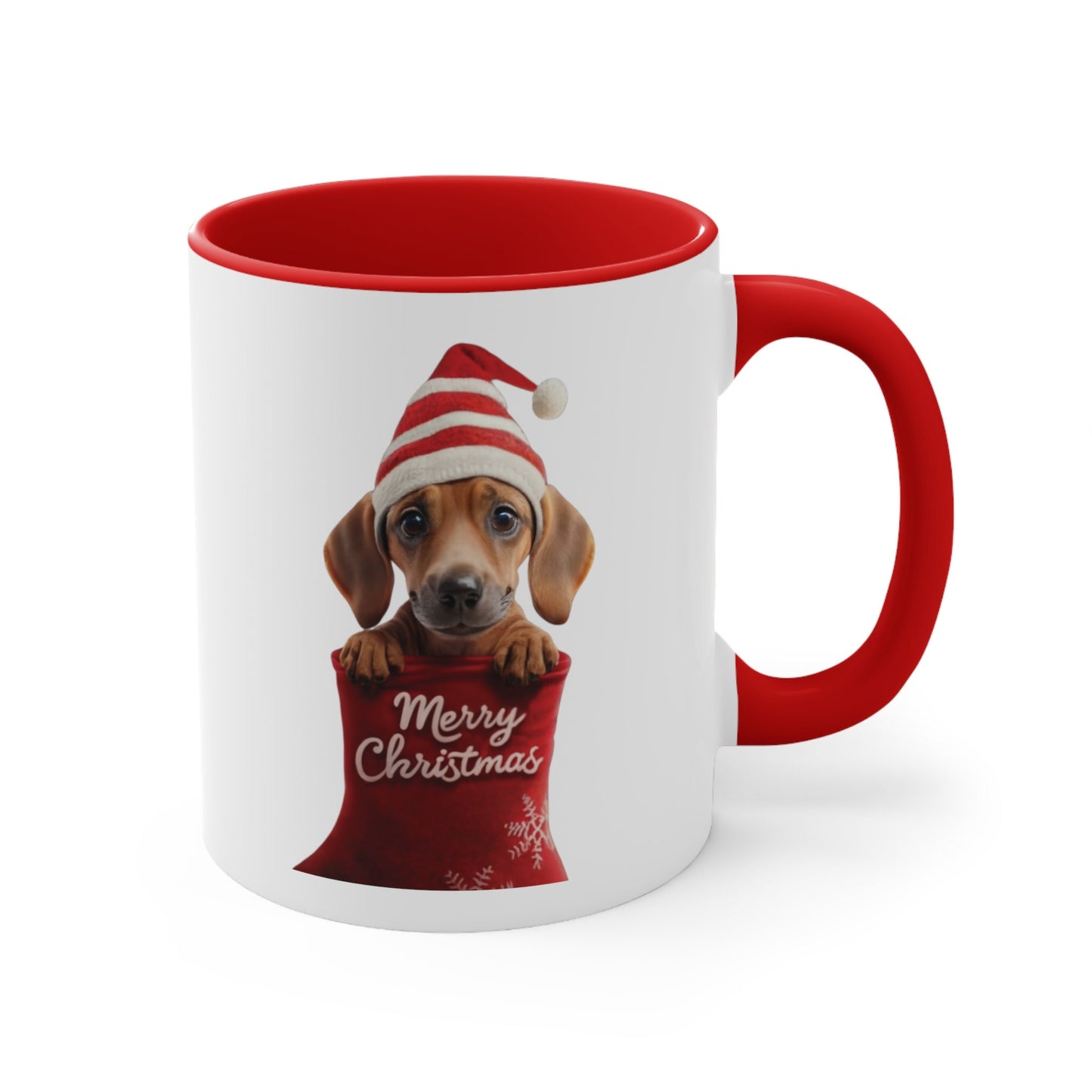 Dachshund in Stocking with Santa Hat Merry Christmas | Coffee Mug, 11oz