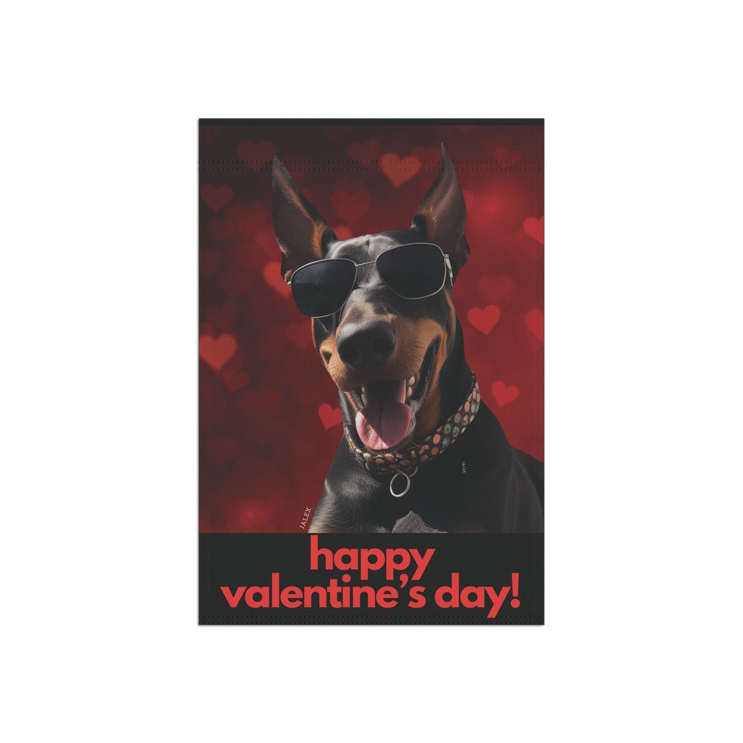 Doberman Flag, Garden Flag, Happy Valentine's Day, House Flag, Banner, Printed Both Sides