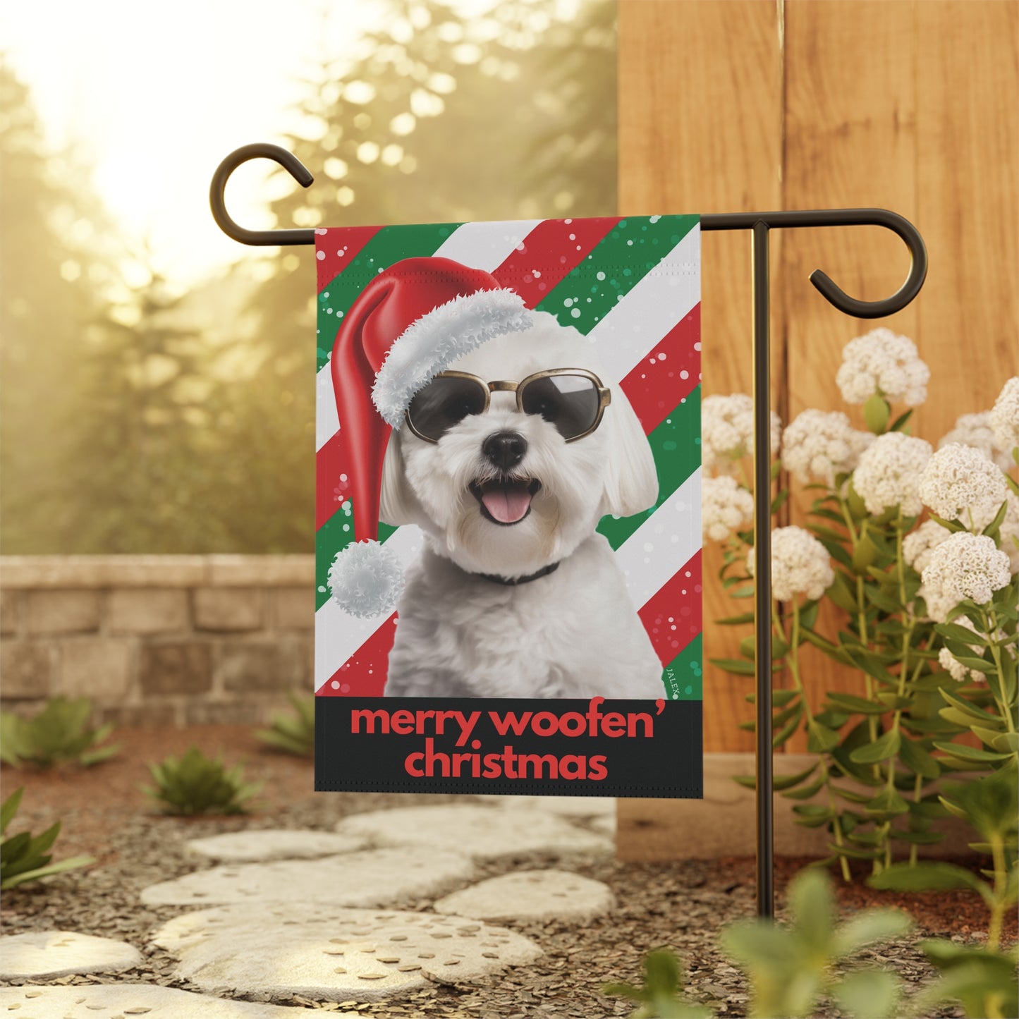 Maltese Flag, Garden Flag, Merry Woofen' Christmas, House Flag, Banner, Printed Both Sides