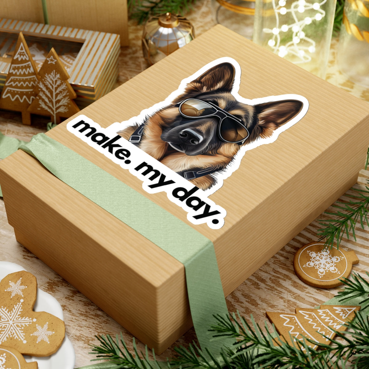 German Shepherd "make. my day." Sticker