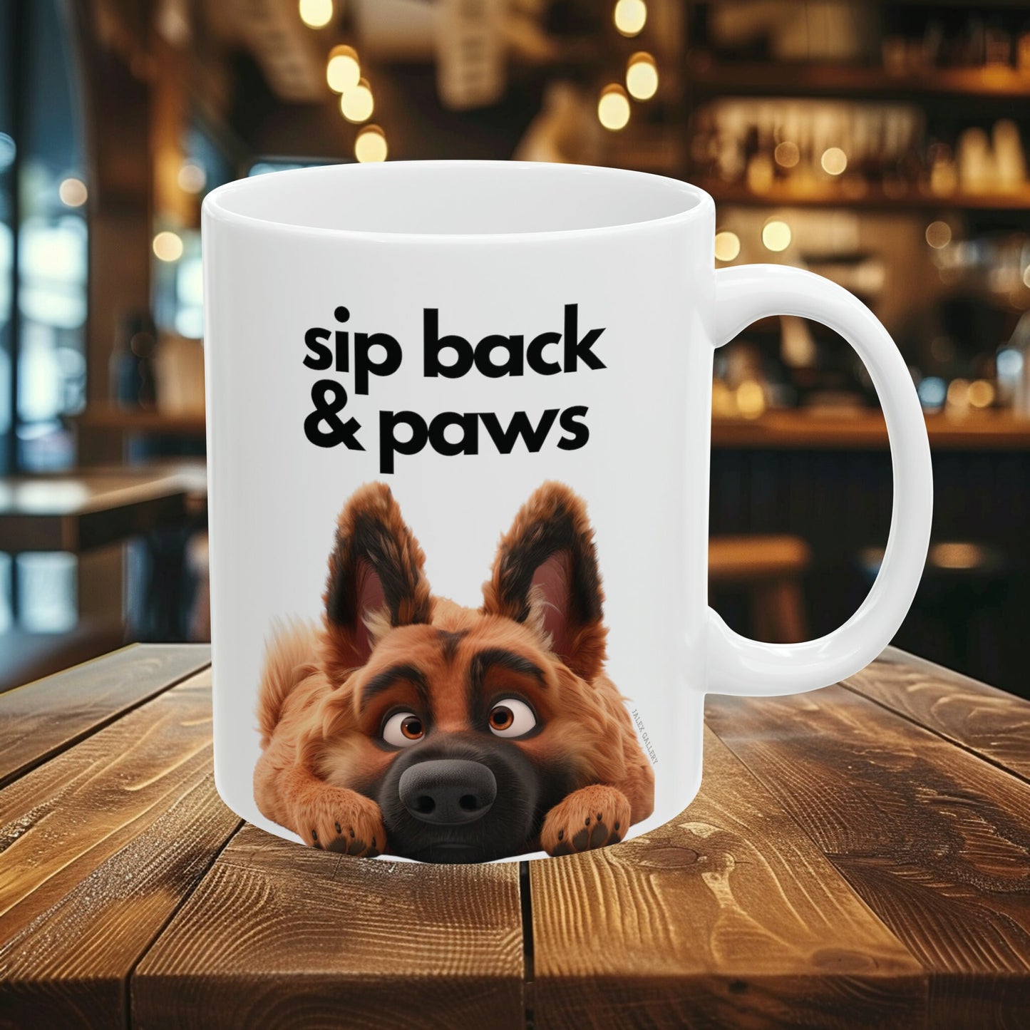 German Shepherd Cute "Paws & Reflect" Gift Dog Lover | Ceramic Mug 11oz