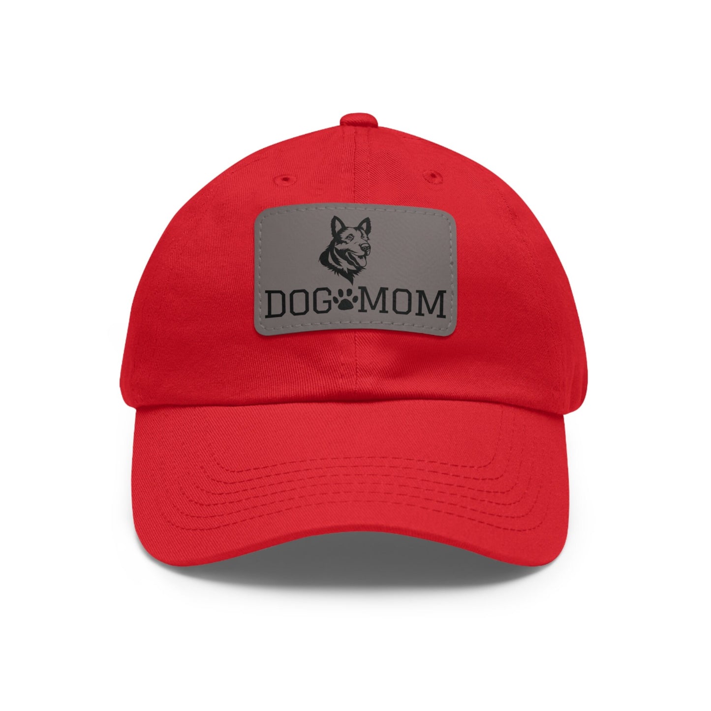 German Shepherd "Dog Mom" with Paw Print | Dad Hat with Leather Patch (Rectangle)