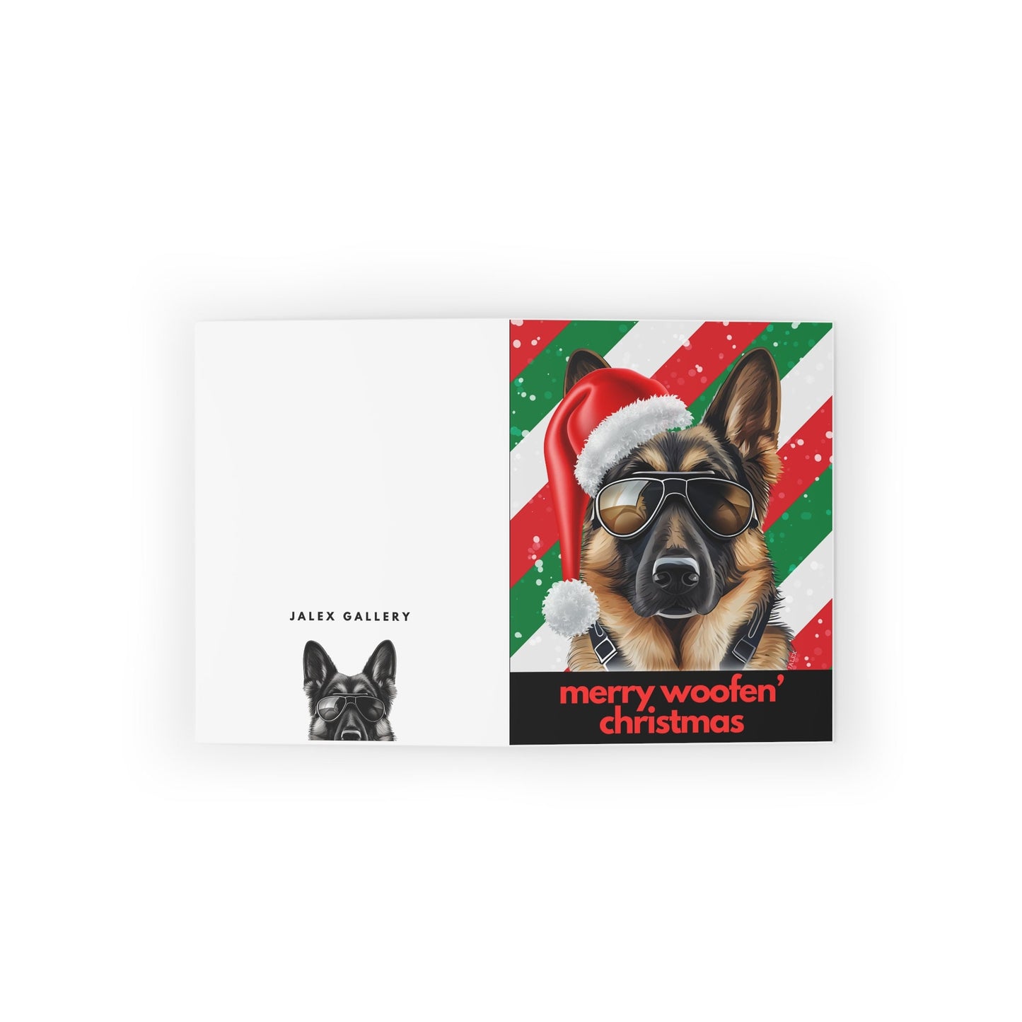 Merry Woofen' Christmas German Shepherd Greeting cards (8, 16, and 24 pcs)