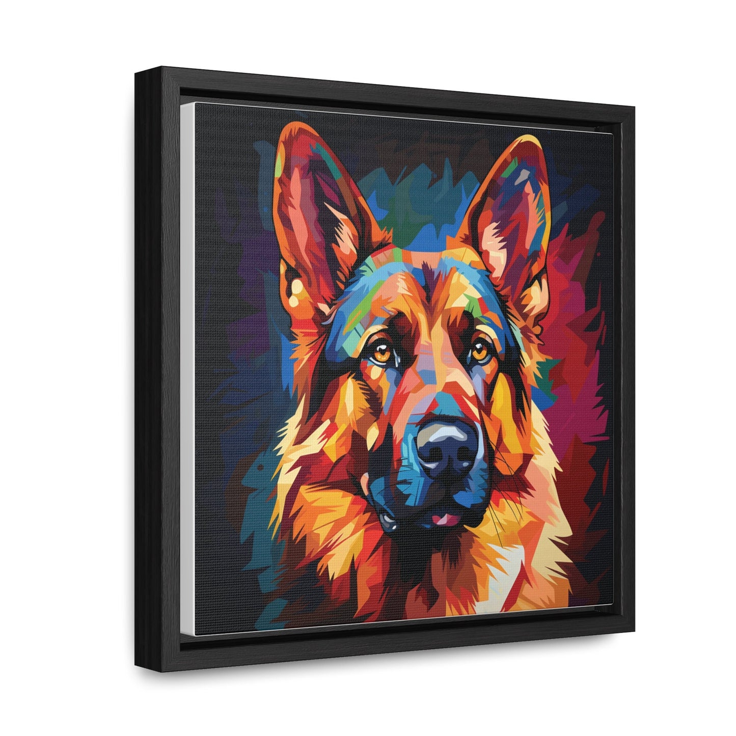 German Shepherd Portrait in Pop Art Style | Framed Canvas