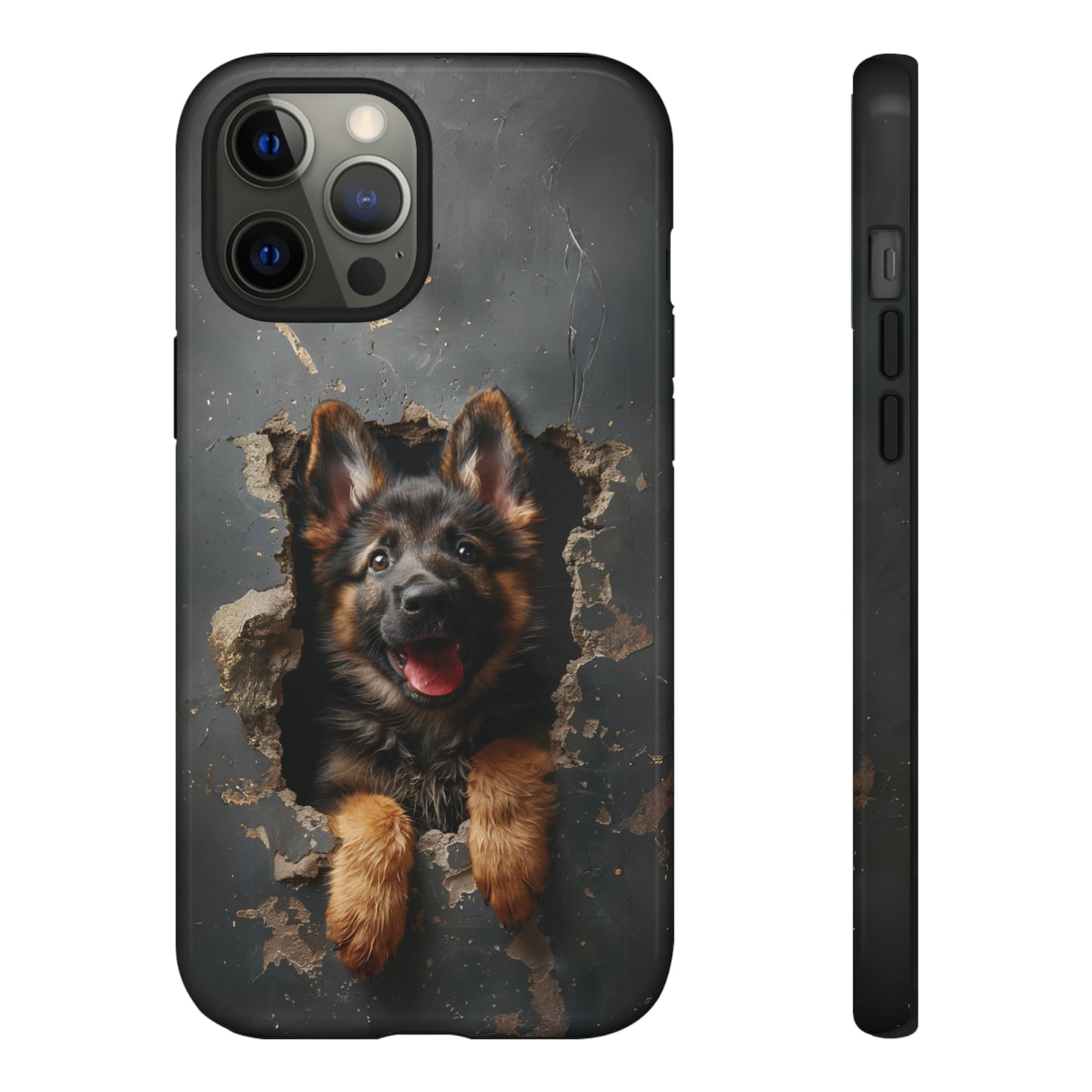 German Shepherd Puppy Breaking Wall | Dark Colors | Tough Phone Cases