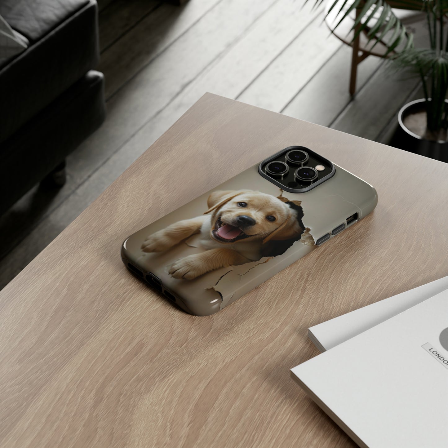 Yellow Labrador Puppy Breaking Wall | Tough Phone Cases