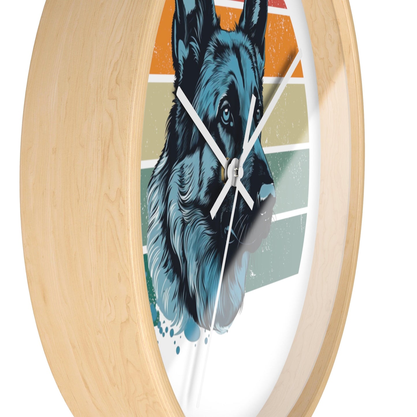 German Shepherd Blue Toned Retro Wall Clock