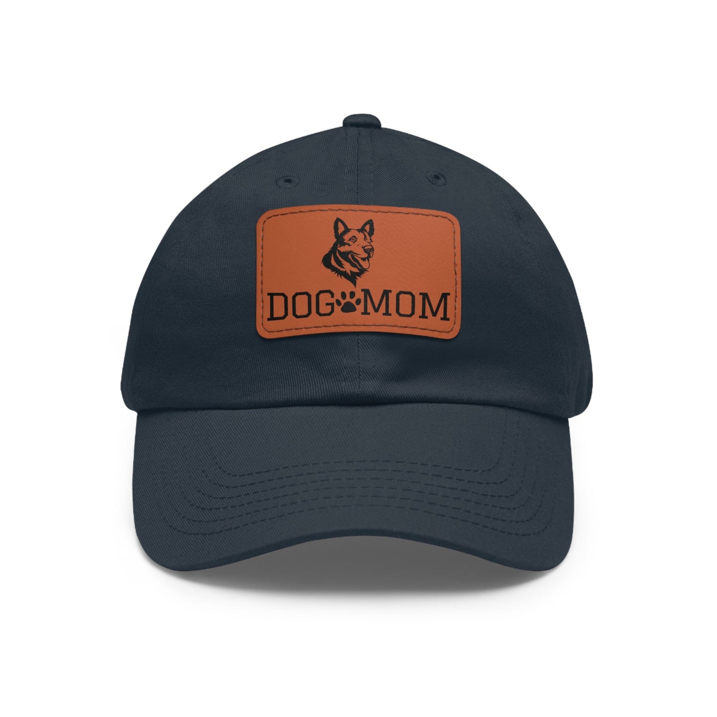 German Shepherd "Dog Mom" with Paw Print | Dad Hat with Leather Patch (Rectangle)