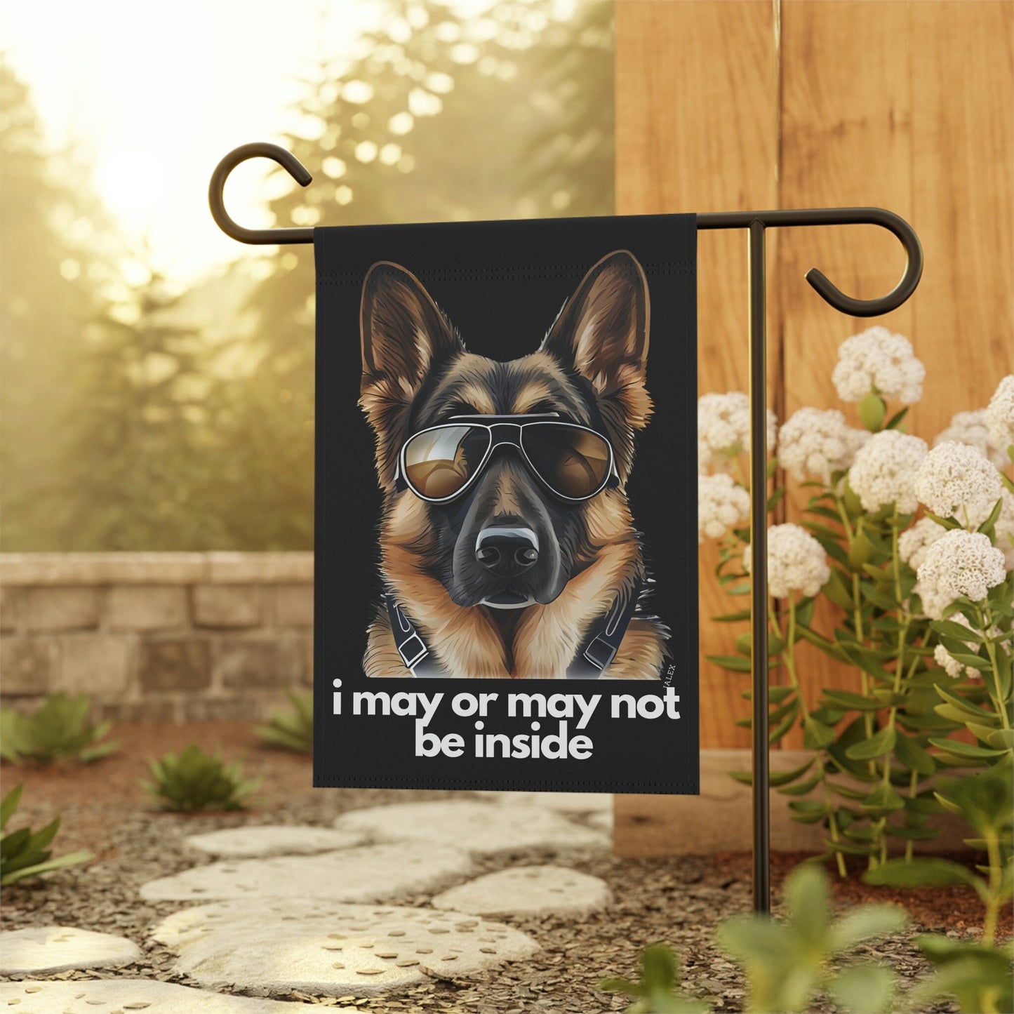 German Shepherd Flag, Garden Flag, I May or May Not Be Inside, House Flag, Banner, Printed on both sides