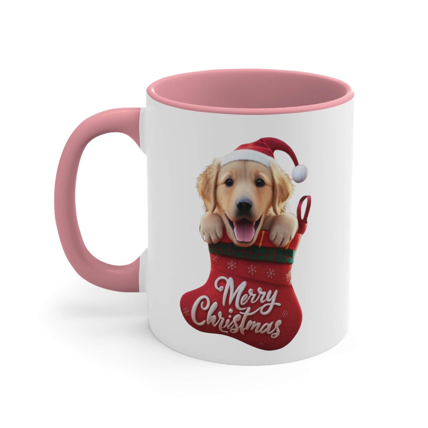 Golden Retriever in Stocking with Santa Hat Merry Christmas | Coffee Mug, 11oz