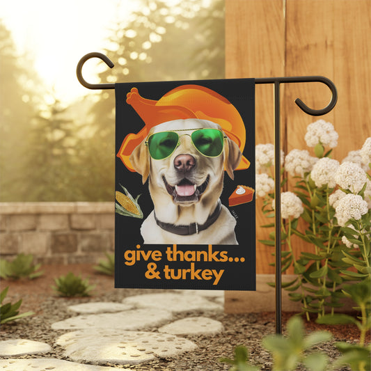 Labrador Flag, Garden Flag, Give Thanks & Turkey, House Flag, Banner, Printed Both Sides