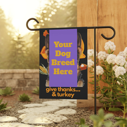 CUSTOM Dog Flag, Garden Flag, Give Thanks & Turkey, House Flag, Banner, Printed Both Sides