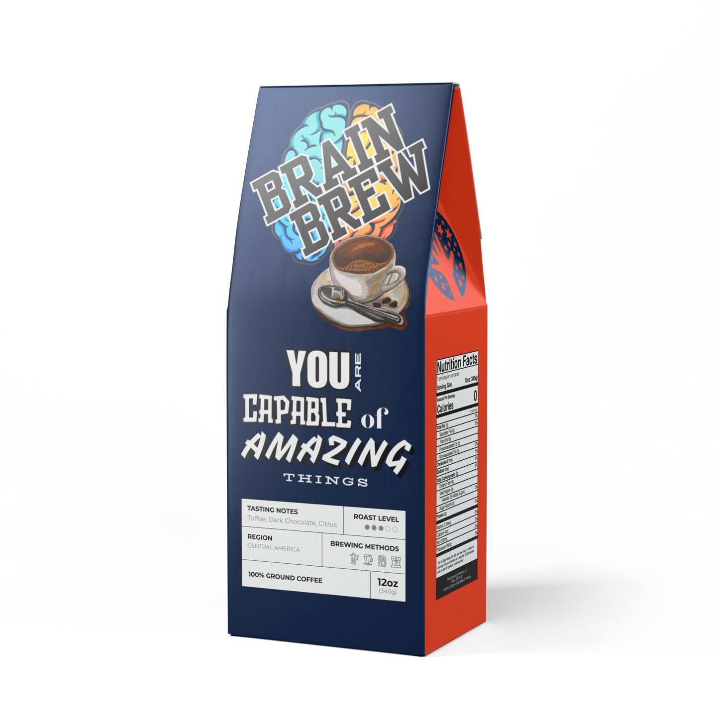 Brain Brew College Coffee | Navy Blue & Orange | Rock Creek Coffee Blend (Medium Roast)