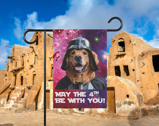 Yellow Labrador Flag, Garden Flag, May The 4th Be With You!, Star Wars, House Flag, Banner, Printed Both Sides, Gift, Dog Lover