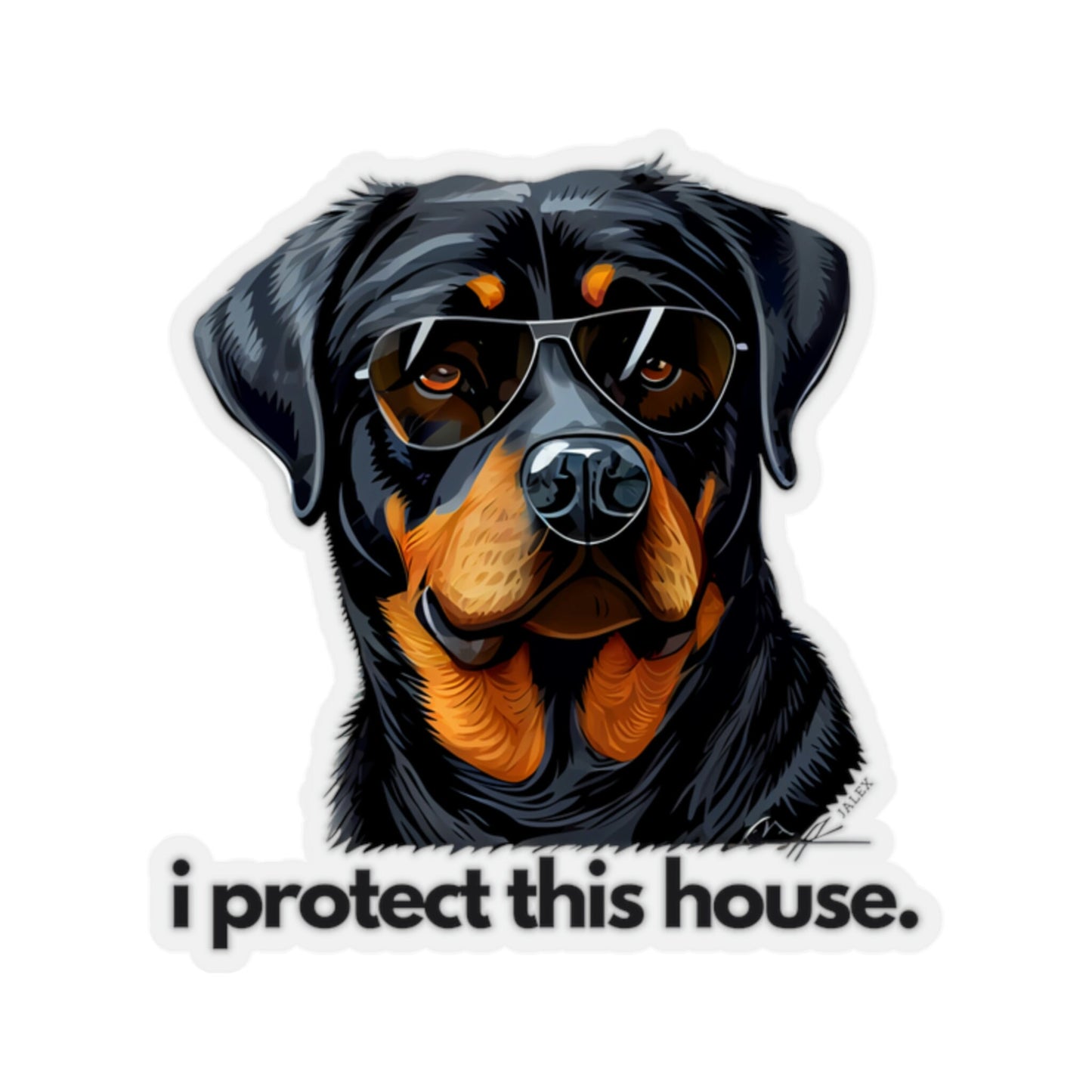 Rottweiler I Protect This House Sticker, Security Alarm, Rottie Protection, Guard Dog, Sunglasses, Front Door Sign, Window Sign