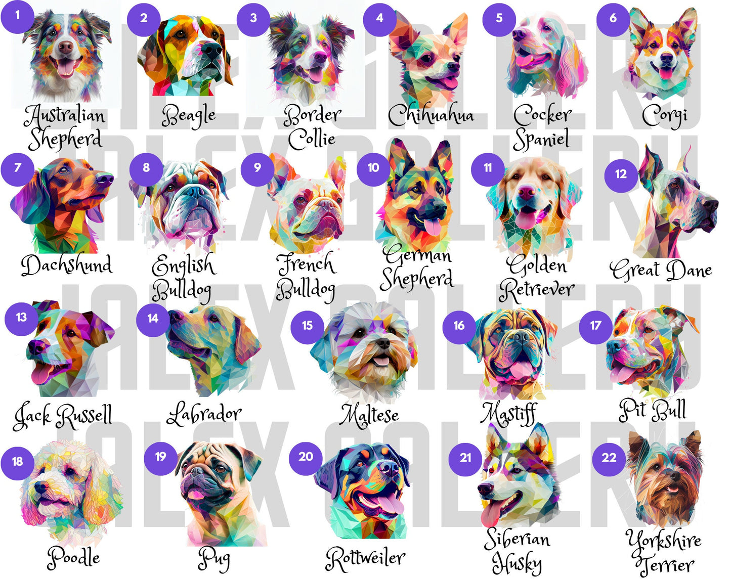 Personalized Dog Abstract Profiles With Pups' Names Crewneck Sweatshirt